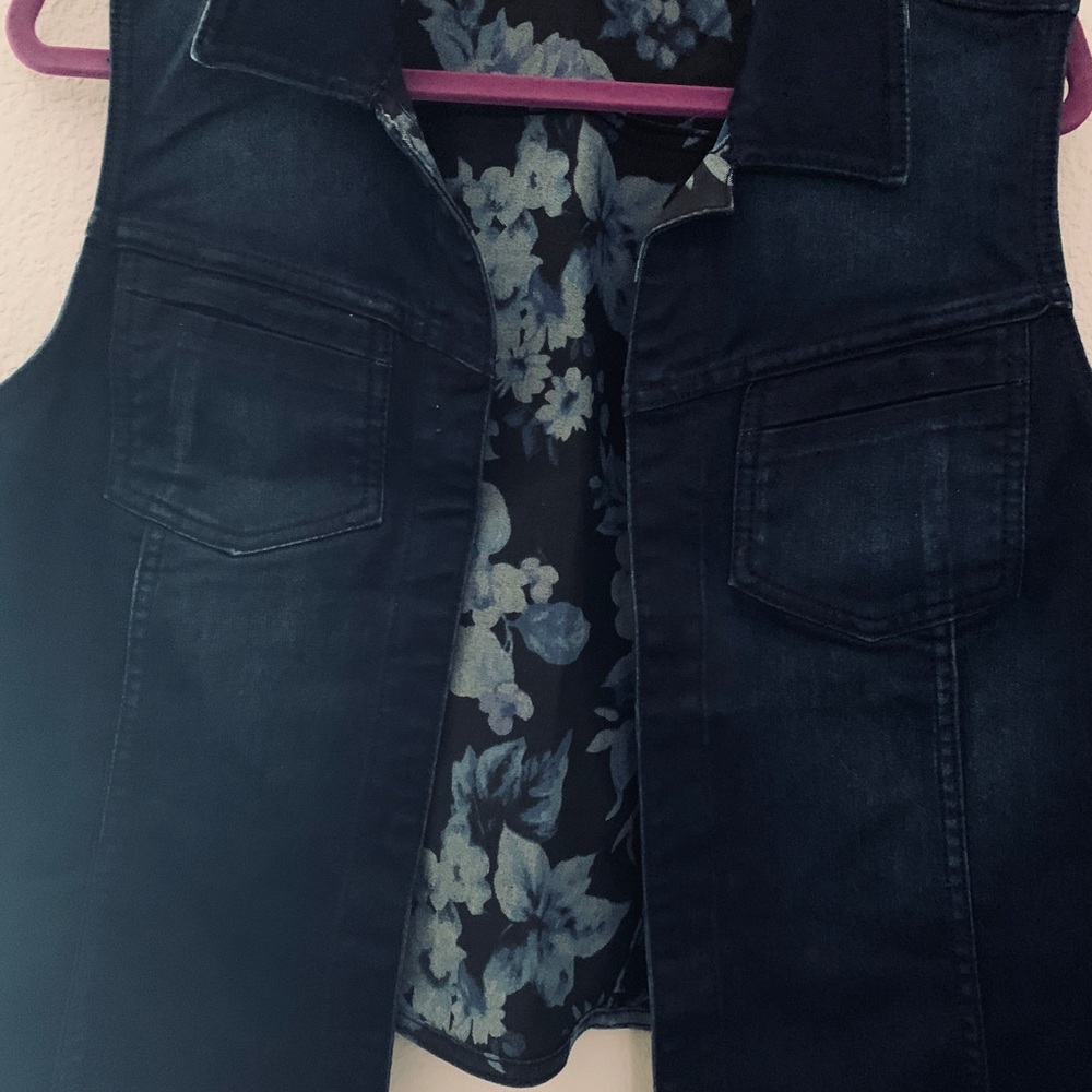 Lane Bryant Reversible Floral Denim Vest Size 18